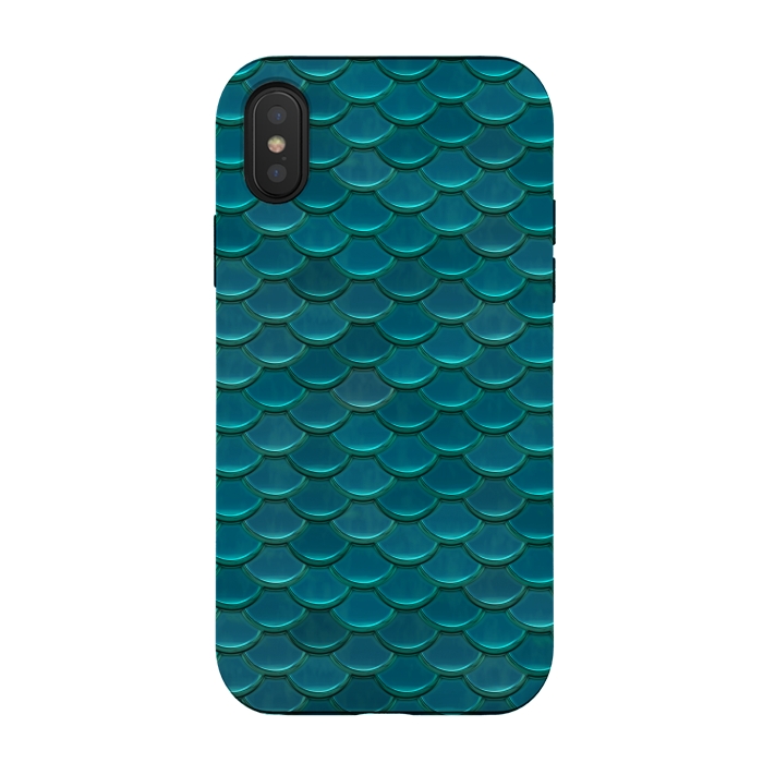 iPhone Xs / X StrongFit Shiny Green Mermaid Scales by Andrea Haase