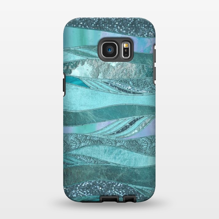 Galaxy S7 EDGE StrongFit Glamorous Waves Of Turquoise and Teal 2 by Andrea Haase