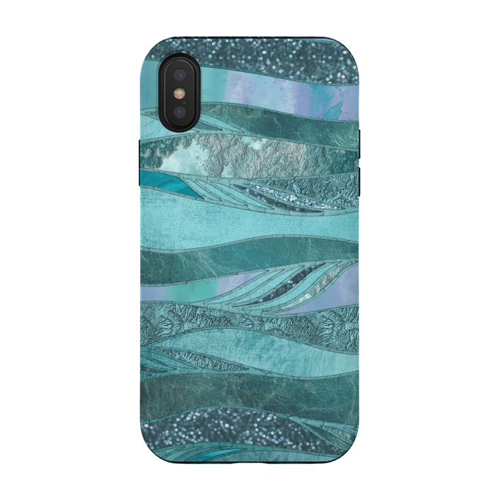 iPhone Xs / X StrongFit Glamorous Waves Of Turquoise and Teal 2 by Andrea Haase