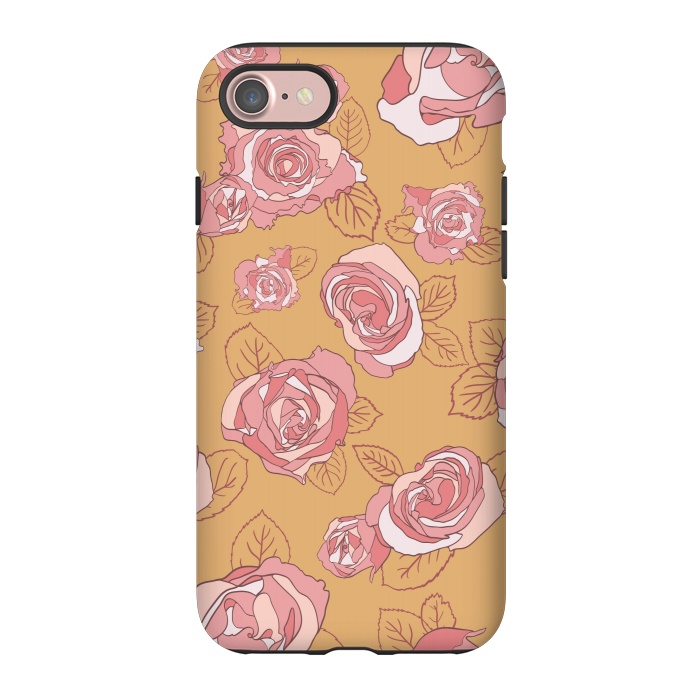 iPhone 7 StrongFit Retro Roses on Mustard by Paula Ohreen