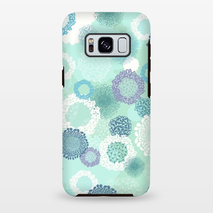 Galaxy S8 plus StrongFit Doily Flowers on Teal by Paula Ohreen