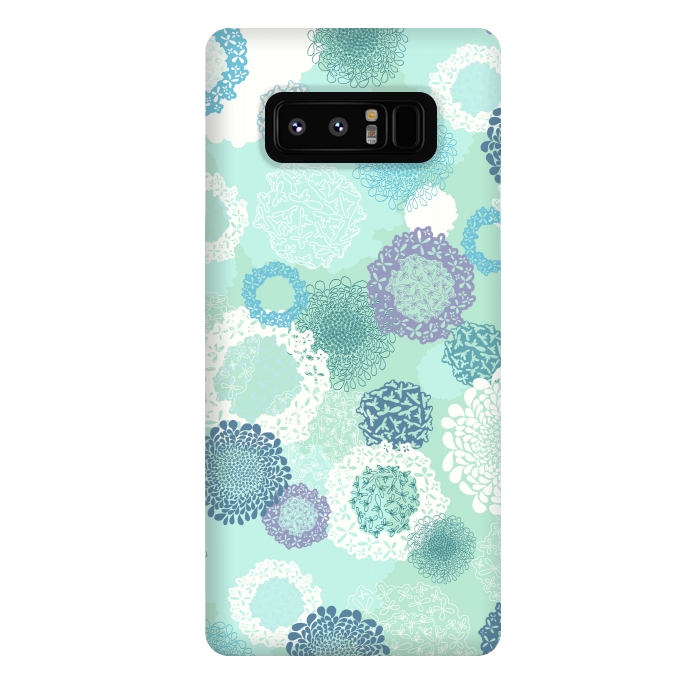 Galaxy Note 8 StrongFit Doily Flowers on Teal by Paula Ohreen