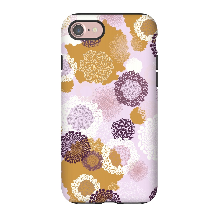 iPhone 7 StrongFit Doily Flowers on Pink by Paula Ohreen