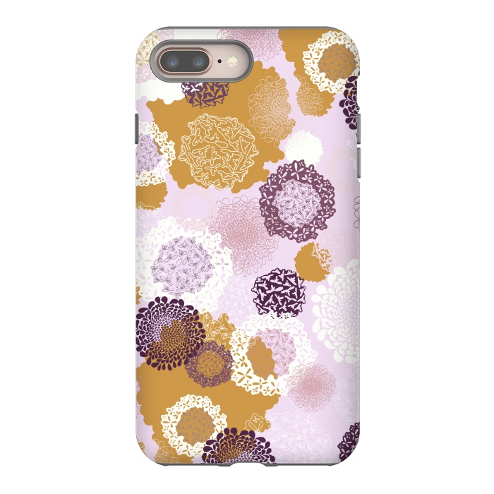 iPhone 7 plus StrongFit Doily Flowers on Pink by Paula Ohreen