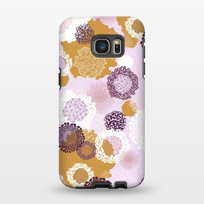 Galaxy S7 EDGE StrongFit Doily Flowers on Pink by Paula Ohreen
