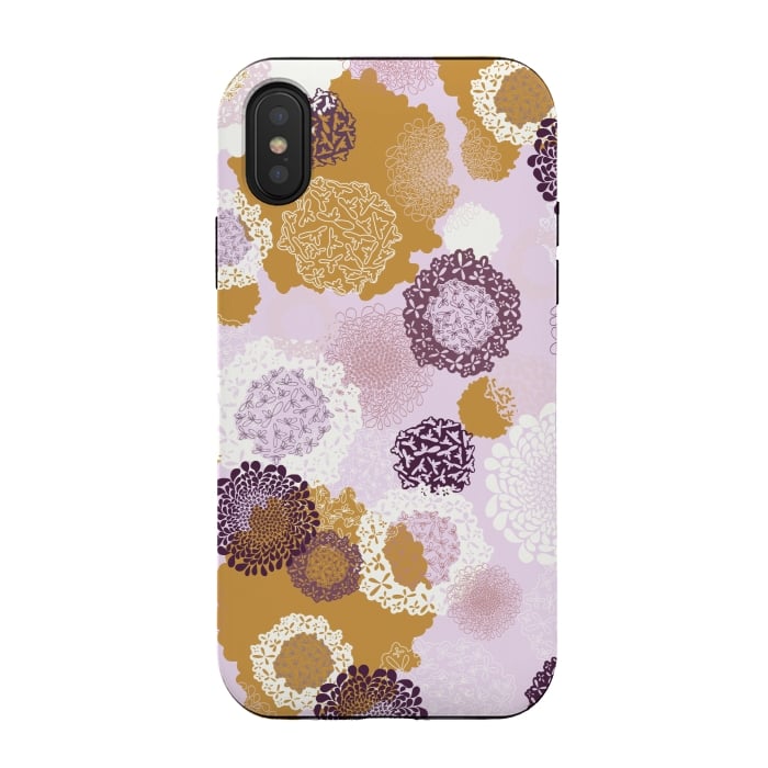iPhone Xs / X StrongFit Doily Flowers on Pink by Paula Ohreen