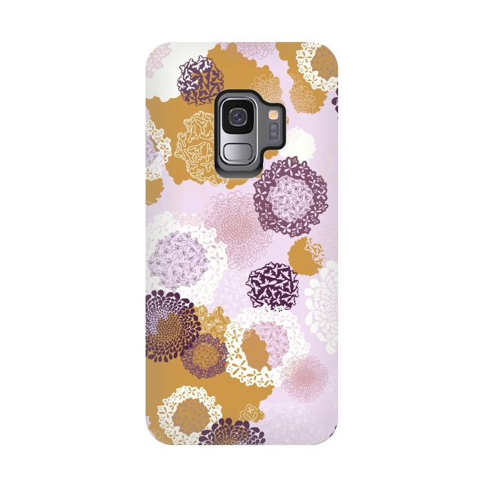 Galaxy S9 StrongFit Doily Flowers on Pink by Paula Ohreen
