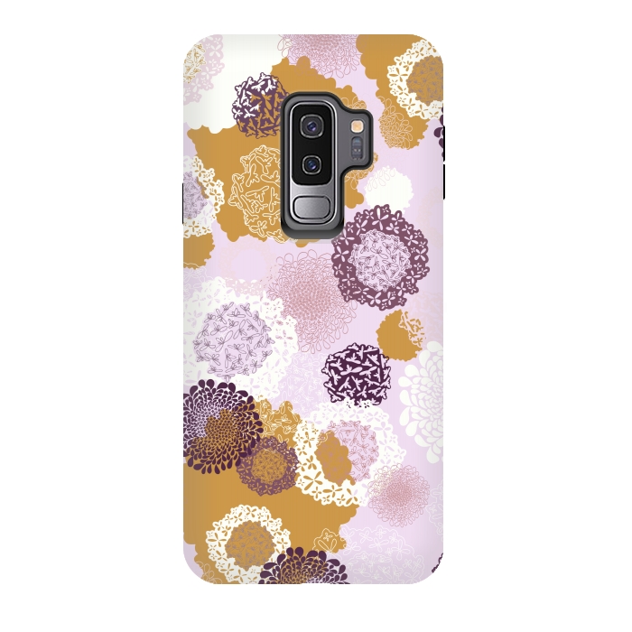 Galaxy S9 plus StrongFit Doily Flowers on Pink by Paula Ohreen