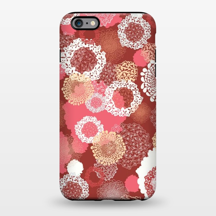 iPhone 6/6s plus StrongFit Doily Flowers on Red by Paula Ohreen