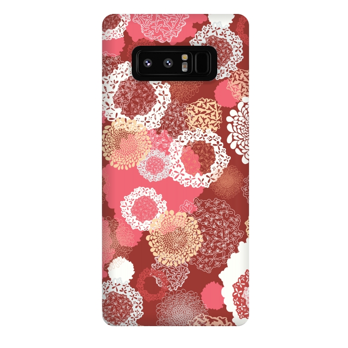 Galaxy Note 8 StrongFit Doily Flowers on Red by Paula Ohreen