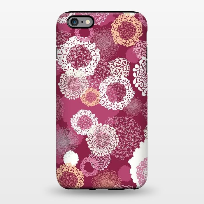 iPhone 6/6s plus StrongFit Doily Flowers on Dark Pink by Paula Ohreen