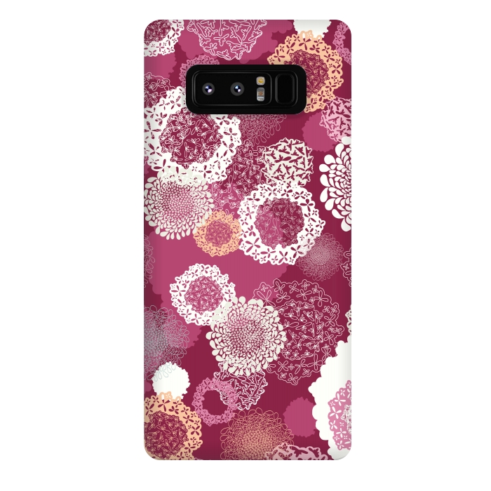 Galaxy Note 8 StrongFit Doily Flowers on Dark Pink by Paula Ohreen