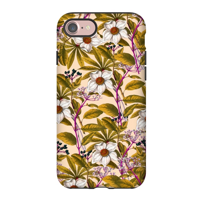 iPhone 7 StrongFit White Sepia Flora by Creativeaxle