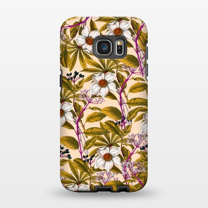 Galaxy S7 EDGE StrongFit White Sepia Flora by Creativeaxle