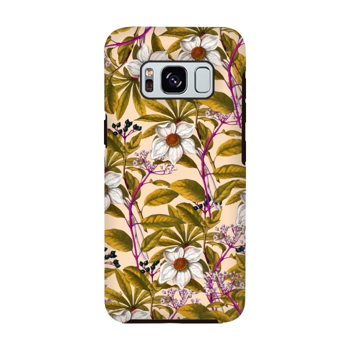 Galaxy S8 StrongFit White Sepia Flora by Creativeaxle