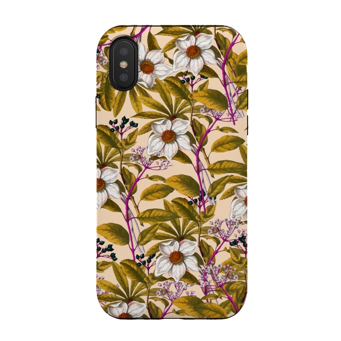 iPhone Xs / X StrongFit White Sepia Flora by Creativeaxle