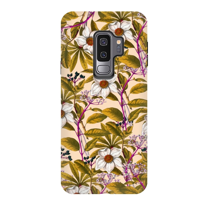 Galaxy S9 plus StrongFit White Sepia Flora by Creativeaxle