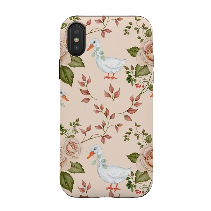 iPhone Xs / X StrongFit Goose in Rose Garden by Creativeaxle