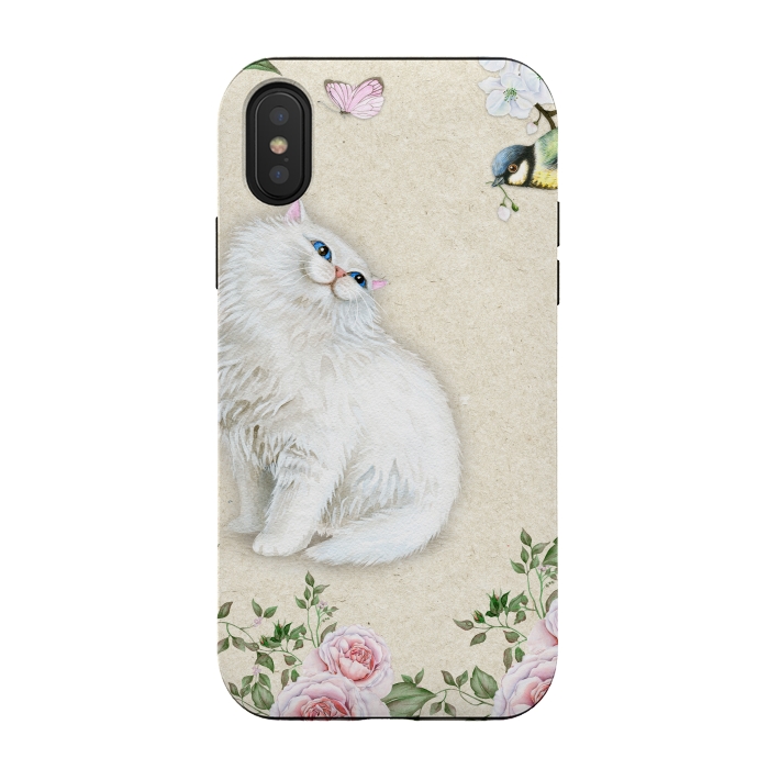 iPhone Xs / X StrongFit Kitty Welcomes Bird by Creativeaxle