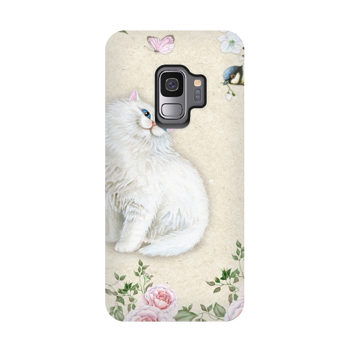 Galaxy S9 StrongFit Kitty Welcomes Bird by Creativeaxle