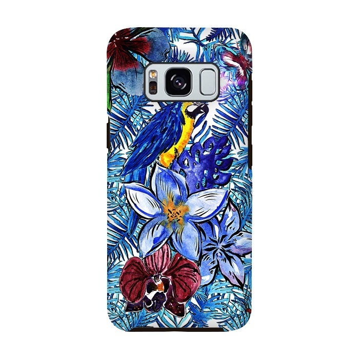 Galaxy S8 StrongFit Blue Jungle Bird Pattern by  Utart