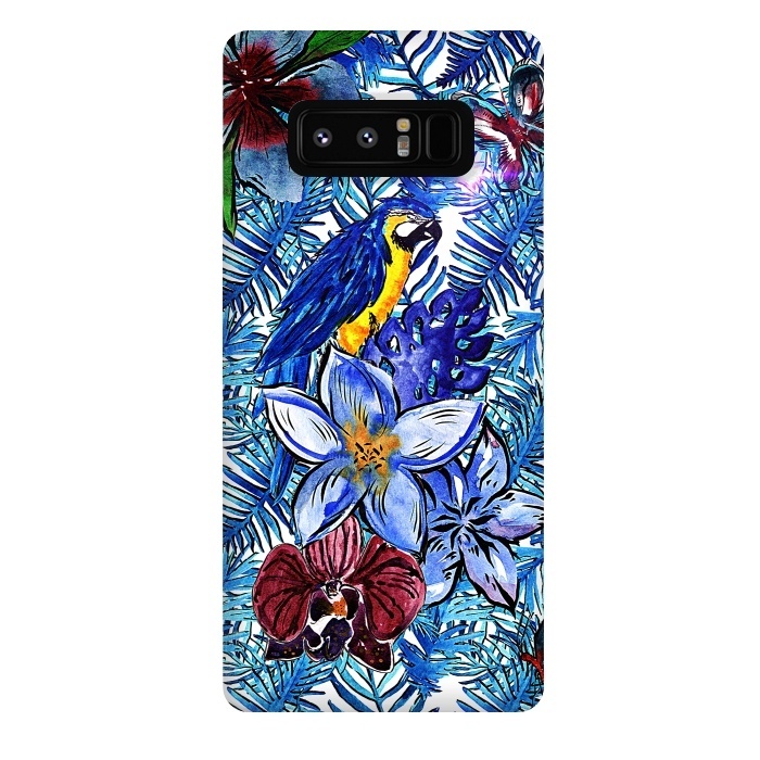 Galaxy Note 8 StrongFit Blue Jungle Bird Pattern by  Utart