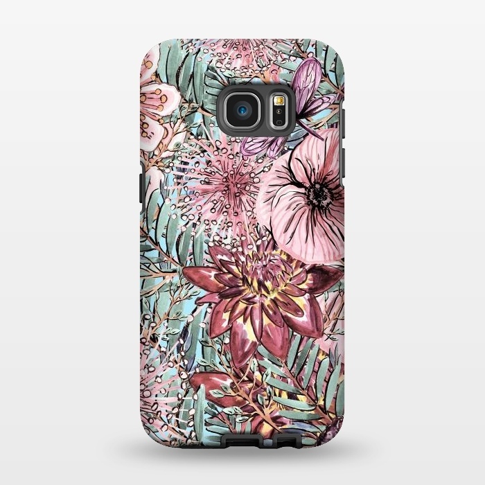Galaxy S7 EDGE StrongFit Tropical Vintage Flower Pattern by  Utart