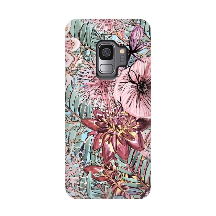 Galaxy S9 StrongFit Tropical Vintage Flower Pattern by  Utart
