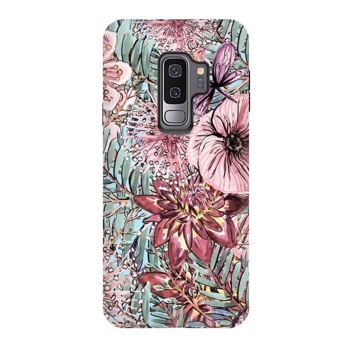 Galaxy S9 plus StrongFit Tropical Vintage Flower Pattern by  Utart