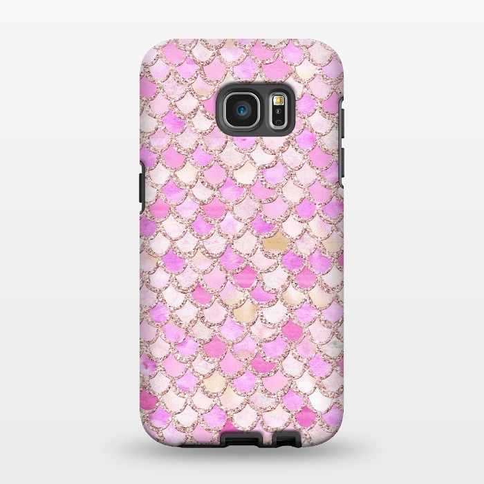 Galaxy S7 EDGE StrongFit Light Pink hand drawn mermaid scales by  Utart