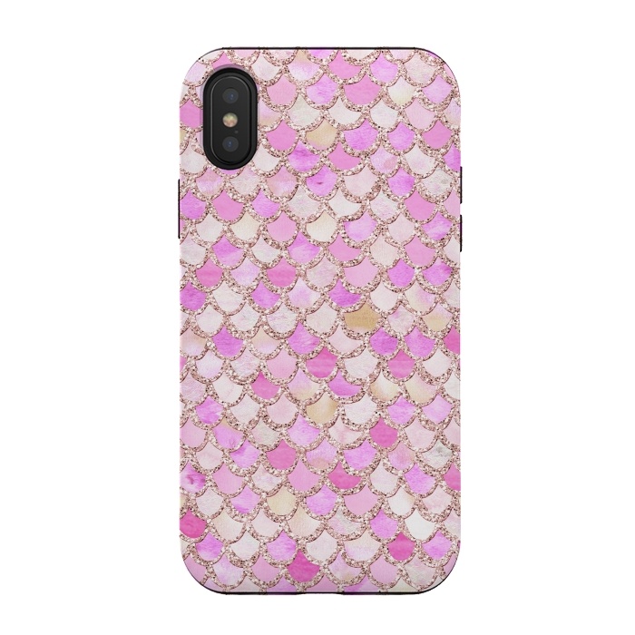 iPhone Xs / X StrongFit Light Pink hand drawn mermaid scales by  Utart