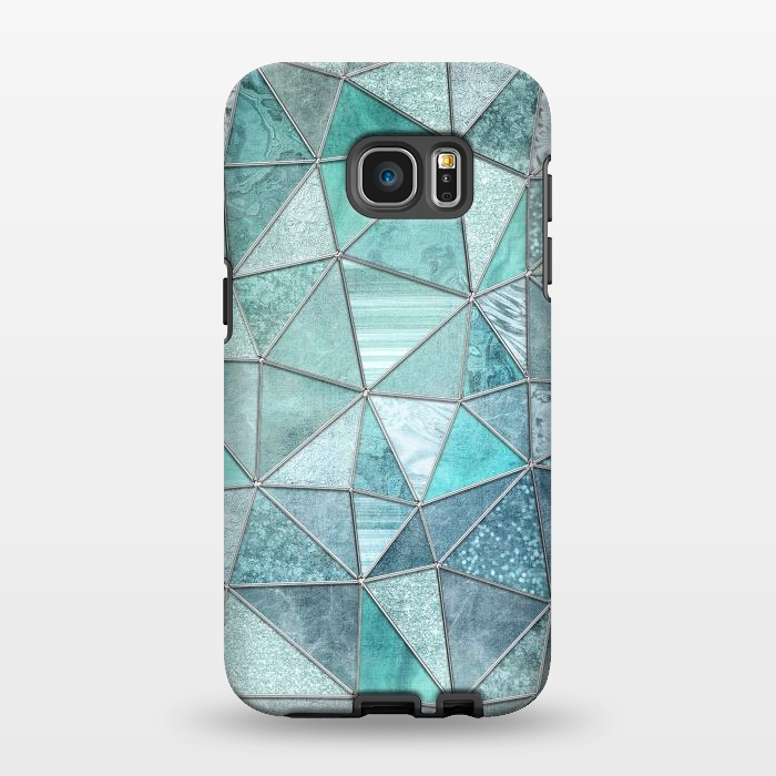Galaxy S7 EDGE StrongFit Stained Glass Glamour Teal And Turquoise by Andrea Haase