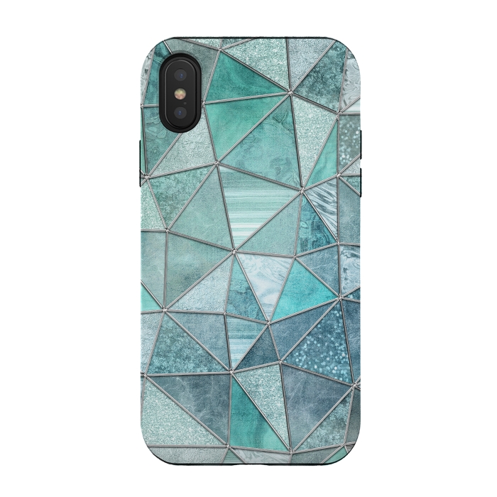 iPhone Xs / X StrongFit Stained Glass Glamour Teal And Turquoise by Andrea Haase
