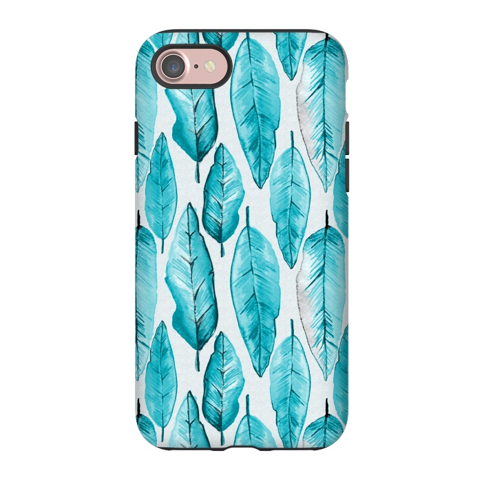 iPhone 7 StrongFit Turquoise Watercolor Feathers by Andrea Haase
