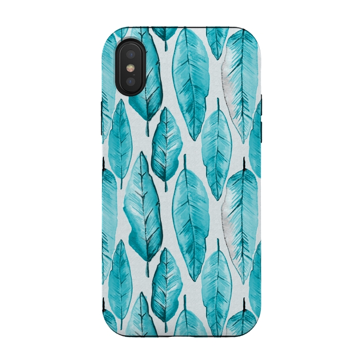 iPhone Xs / X StrongFit Turquoise Watercolor Feathers by Andrea Haase