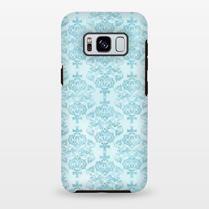 Galaxy S8 plus StrongFit Teal Watercolor Damask Pattern by Andrea Haase
