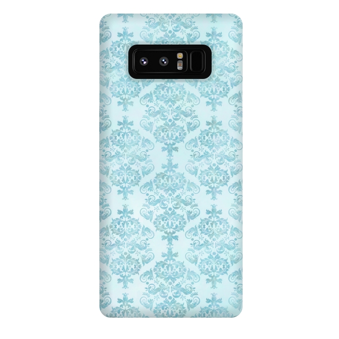 Galaxy Note 8 StrongFit Teal Watercolor Damask Pattern by Andrea Haase