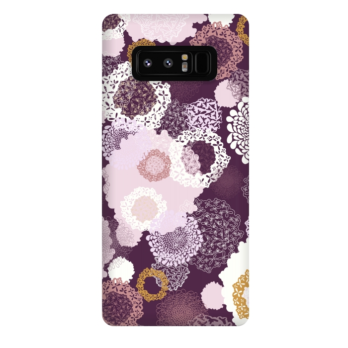 Galaxy Note 8 StrongFit Doily Flowers on Purple by Paula Ohreen
