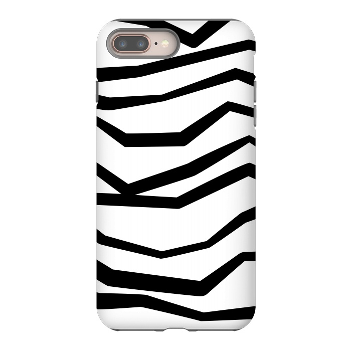 iPhone 7 plus StrongFit Wavy Zig Zag Stripes Black And White 2 by Andrea Haase