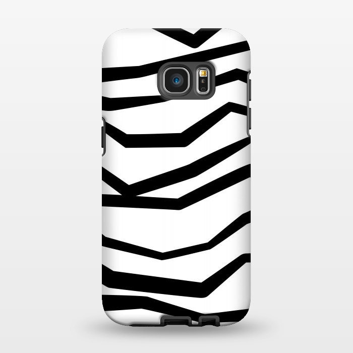 Galaxy S7 EDGE StrongFit Wavy Zig Zag Stripes Black And White 2 by Andrea Haase