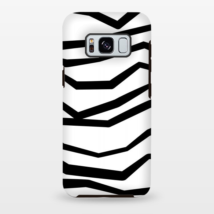 Galaxy S8 plus StrongFit Wavy Zig Zag Stripes Black And White 2 by Andrea Haase