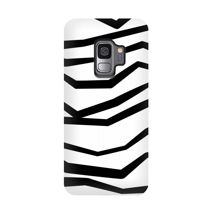Galaxy S9 StrongFit Wavy Zig Zag Stripes Black And White 2 by Andrea Haase