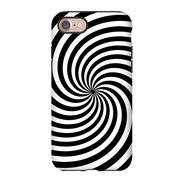 iPhone 7 StrongFit Concentric Spiral Op Art Black And White 2 by Andrea Haase