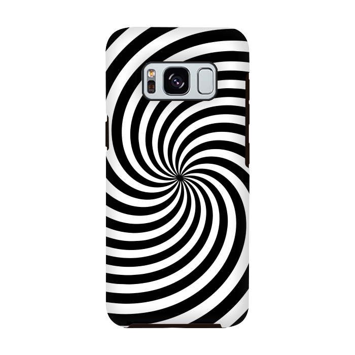 Galaxy S8 StrongFit Concentric Spiral Op Art Black And White 2 by Andrea Haase