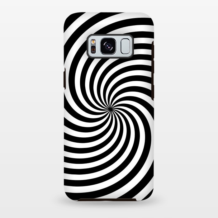 Galaxy S8 plus StrongFit Concentric Spiral Op Art Black And White 2 by Andrea Haase