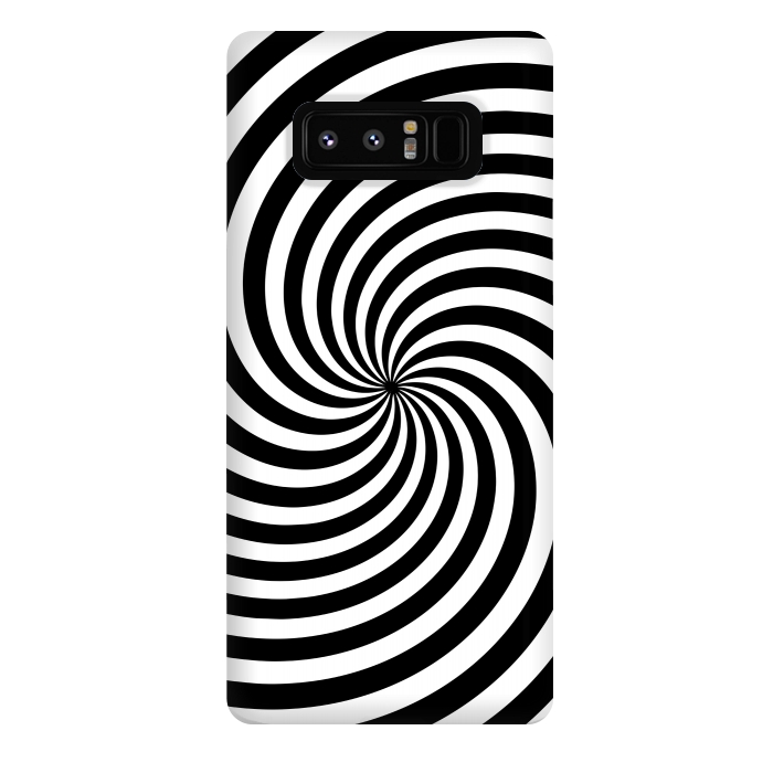 Galaxy Note 8 StrongFit Concentric Spiral Op Art Black And White 2 by Andrea Haase