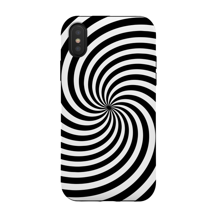 iPhone Xs / X StrongFit Concentric Spiral Op Art Black And White 2 by Andrea Haase