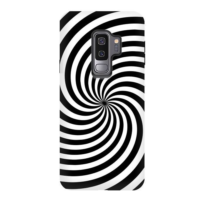 Galaxy S9 plus StrongFit Concentric Spiral Op Art Black And White 2 by Andrea Haase
