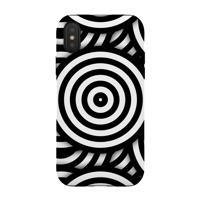 iPhone Xs / X StrongFit Pop-Art Circle Pattern Black White 2 by Andrea Haase