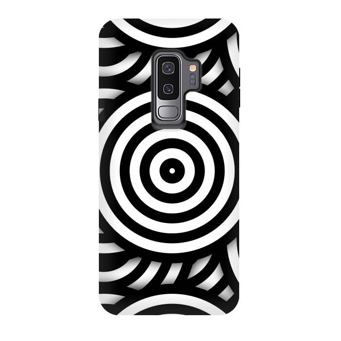 Galaxy S9 plus StrongFit Pop-Art Circle Pattern Black White 2 by Andrea Haase